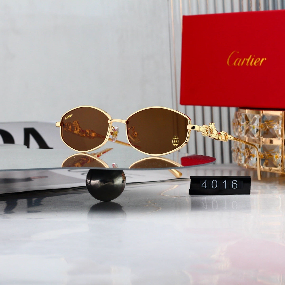 Vintage Oval Metal Frame Sunglasses, Snake Decor UV400 Polarized Fashion Shades 4016