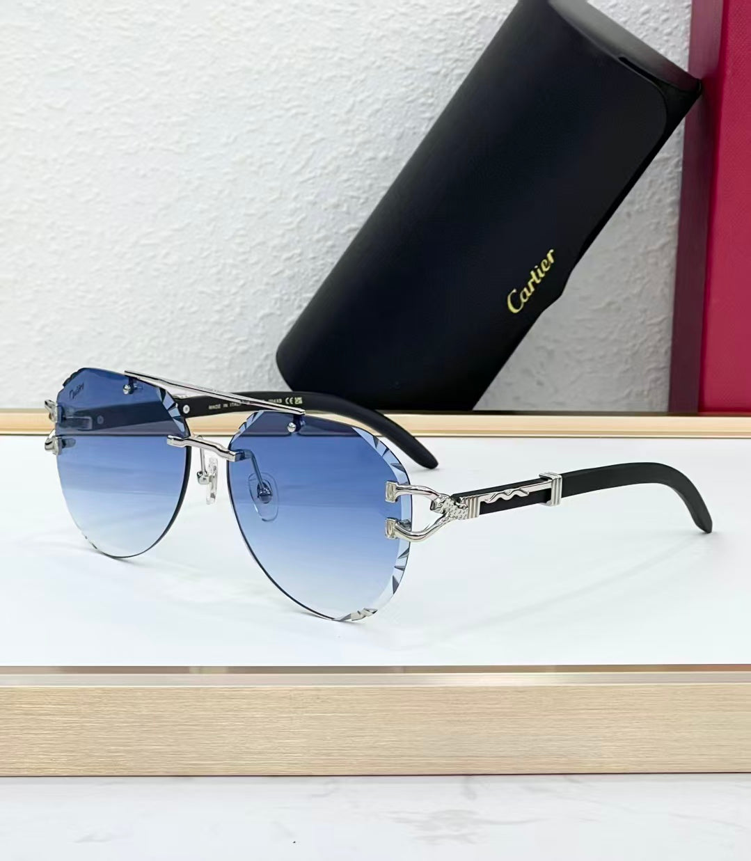 6 Color Panther Decor Rimless Aviator Sunglasses 00230