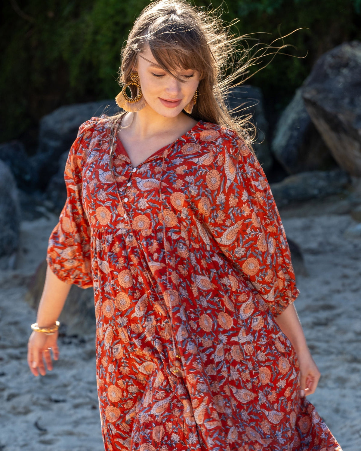 Neera Short Dress in Laal Soma