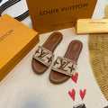 Summer Straw Monogram Slippers