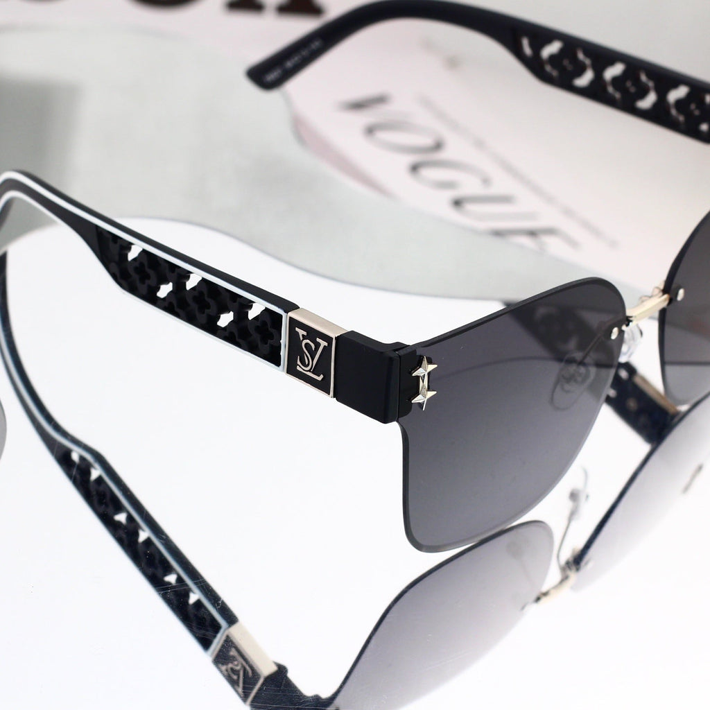 Frameless Oversized Sunglasses with Cut-out Star Accents 68804