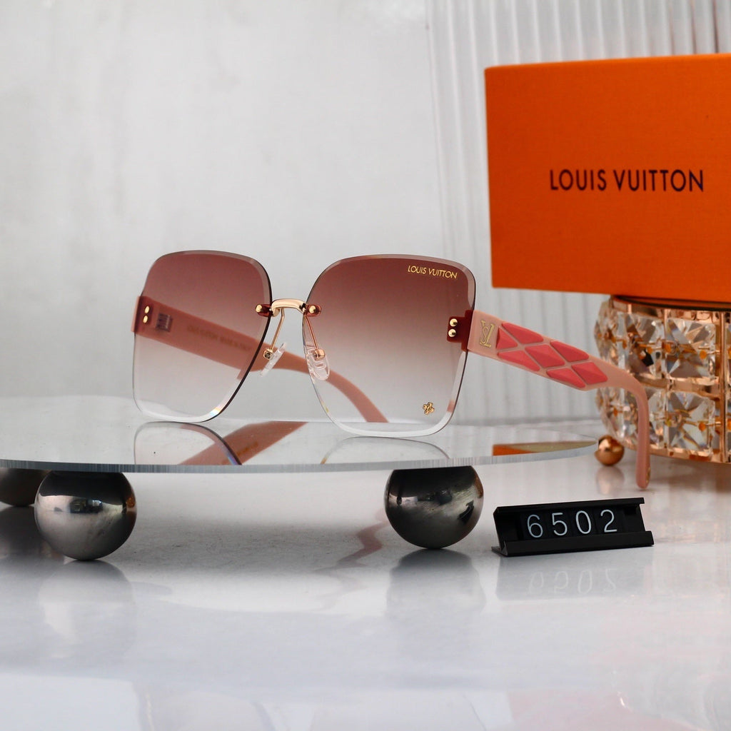Rimless Sunglasses with Patterned Temples 6502
