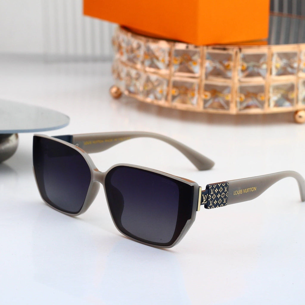 V-Logo Oversized Sunglasses with Monogram Temples (Model 3854)