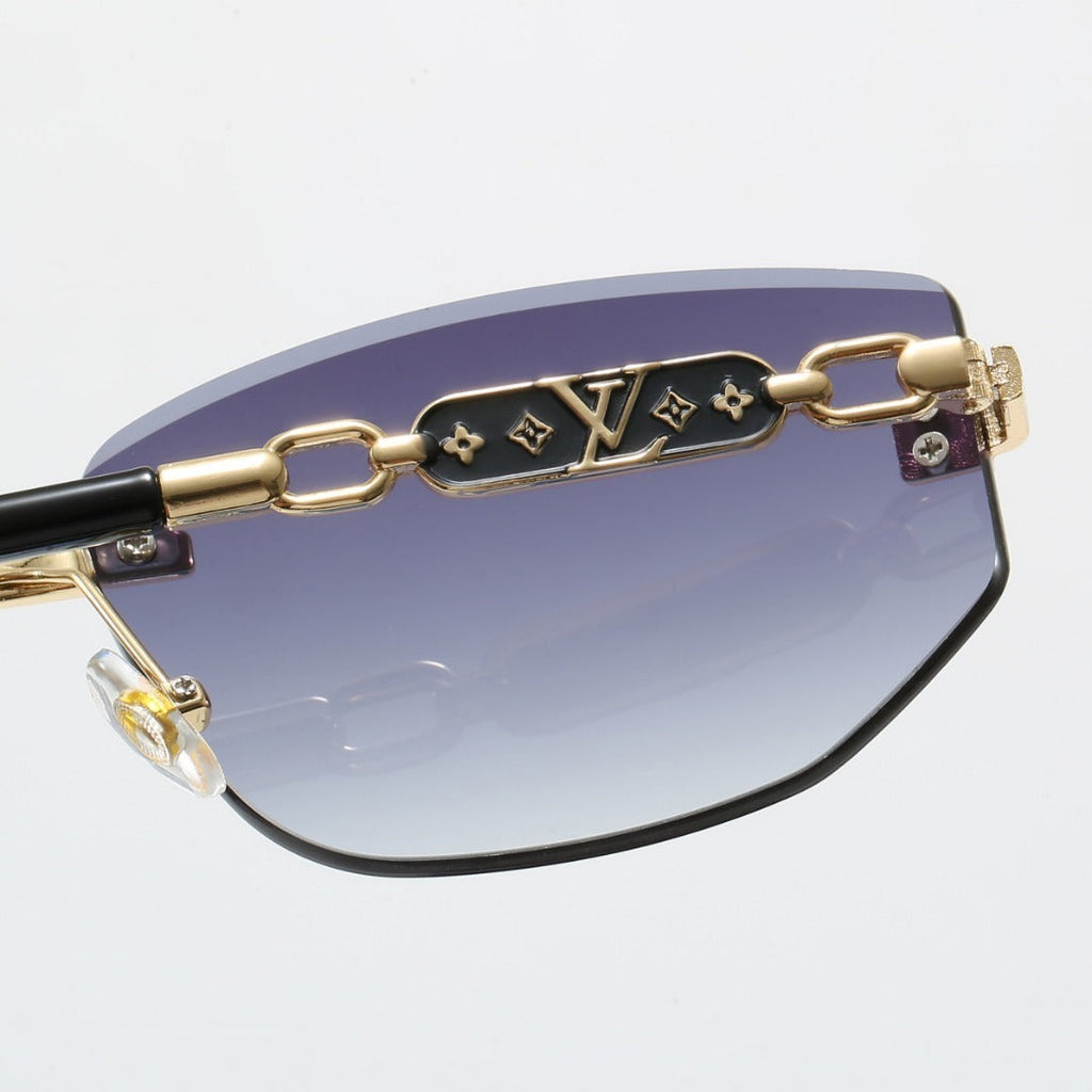Rimless Polygon Sunglasses with Monogram Details  68089