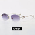 Rimless Oval Sunglasses, UV400 Polarized Fashion Shades 6A034